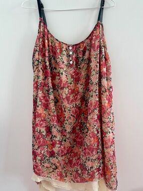 Vintage Anama Night Floral Sleeveless Dress - Pink Rose Print